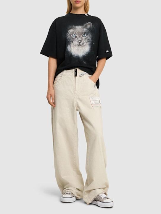 Mihara Yasuhiro: Jeans larghi vita bassa con dettaglio logo - women_1 | Luisa Via Roma