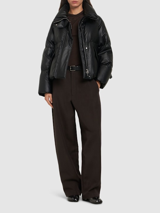 MM6 Maison Margiela: Faux leather down jacket - women_1 | Luisa Via Roma