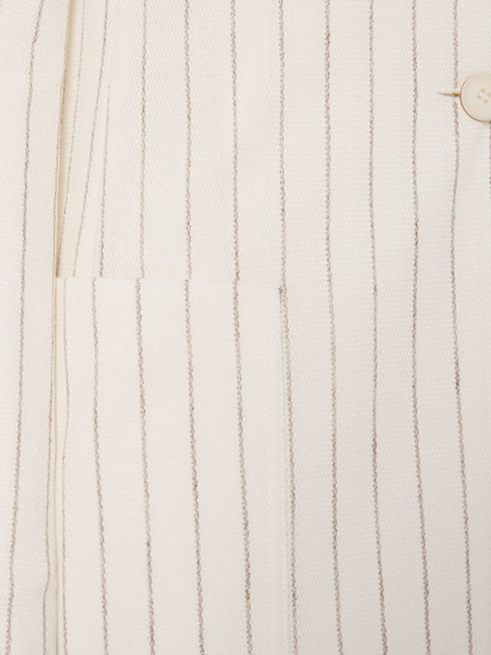 Max Mara: Jadi striped cotton & linen blazer - Ivory/Multi - women_5 | Luisa Via Roma