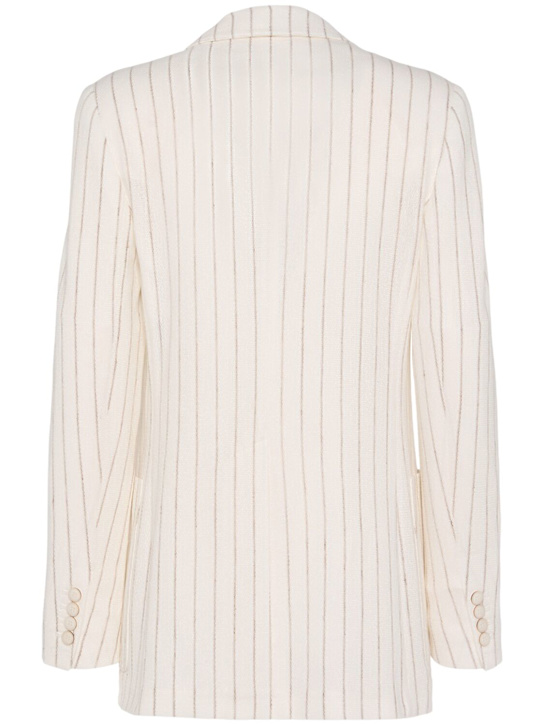 Max Mara: Jadi striped cotton & linen blazer - Ivory/Multi - women_4 | Luisa Via Roma