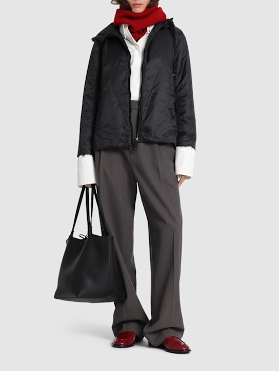 Max Mara: Greenh padded tech puffer jacket w/ hood - women_1 | Luisa Via Roma