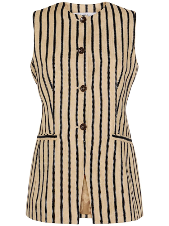 Max Mara: Rodeo striped satin vest - women_0 | Luisa Via Roma