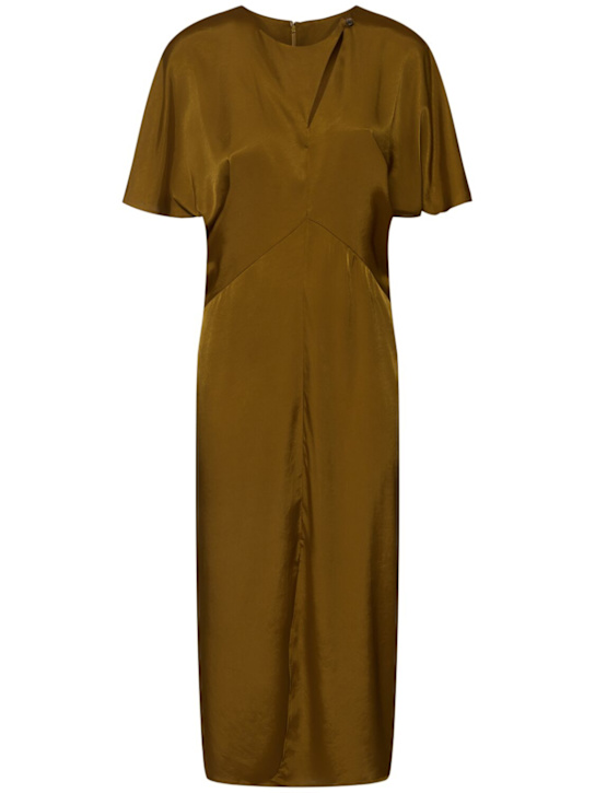 Soeur: Vestito midi Ella in raso drappeggiato - Bronze - women_0 | Luisa Via Roma