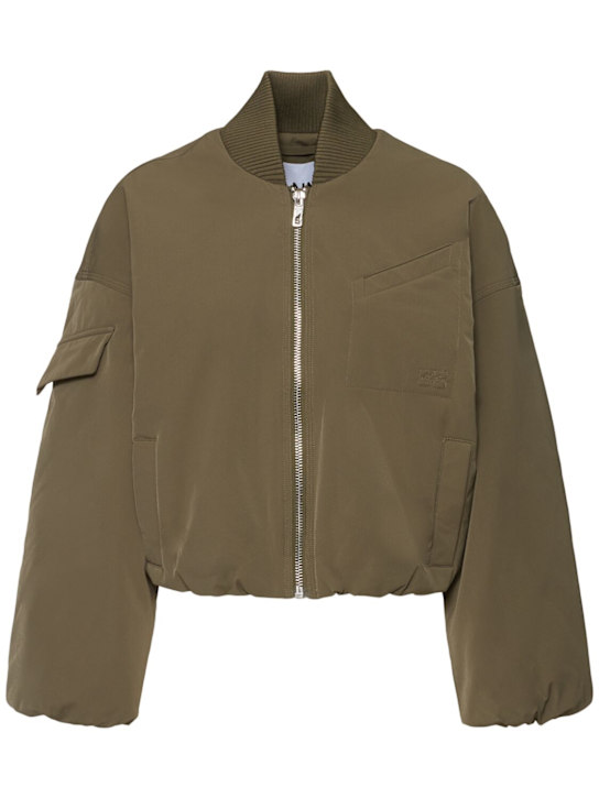 GANNI: Light twill oversize short bomber jacket - women_0 | Luisa Via Roma