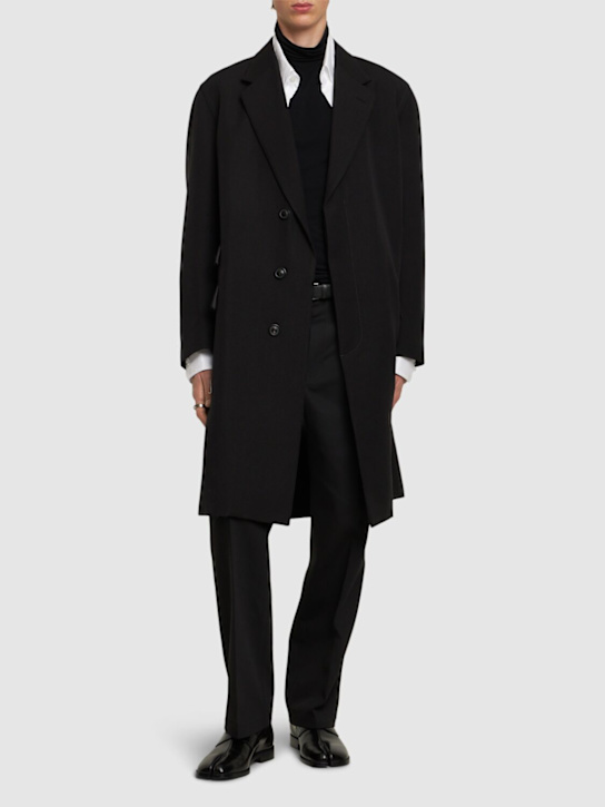 Maison Margiela: Cappotto in tela di lana e seta - men_1 | Luisa Via Roma