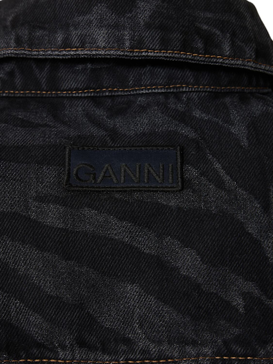 GANNI: Lazer denim bomber jacket - Black - women_1 | Luisa Via Roma