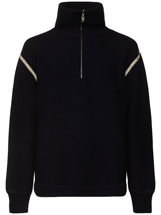 Maison Margiela: Reversible half-zip wool knit sweater - men_0 | Luisa Via Roma