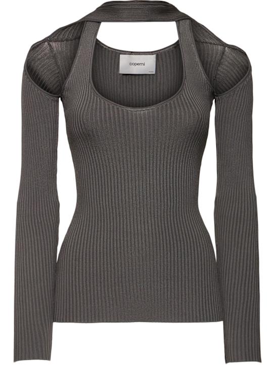 Coperni: Long sleeve cut-out knit top - women_0 | Luisa Via Roma