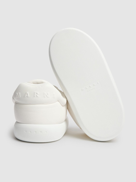 Marni: Chunky soft leather low top sneakers - White - men_3 | Luisa Via Roma