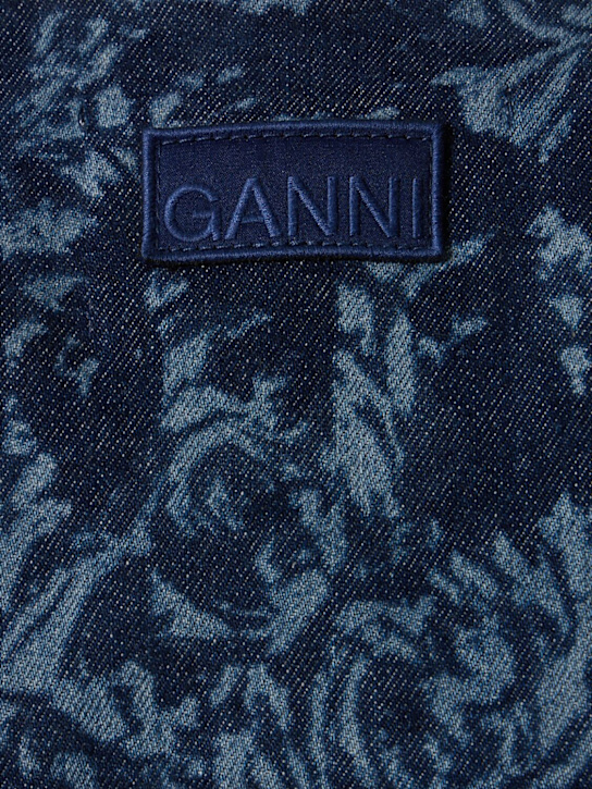 GANNI: Lazer denim shaped sleeve blazer - women_1 | Luisa Via Roma