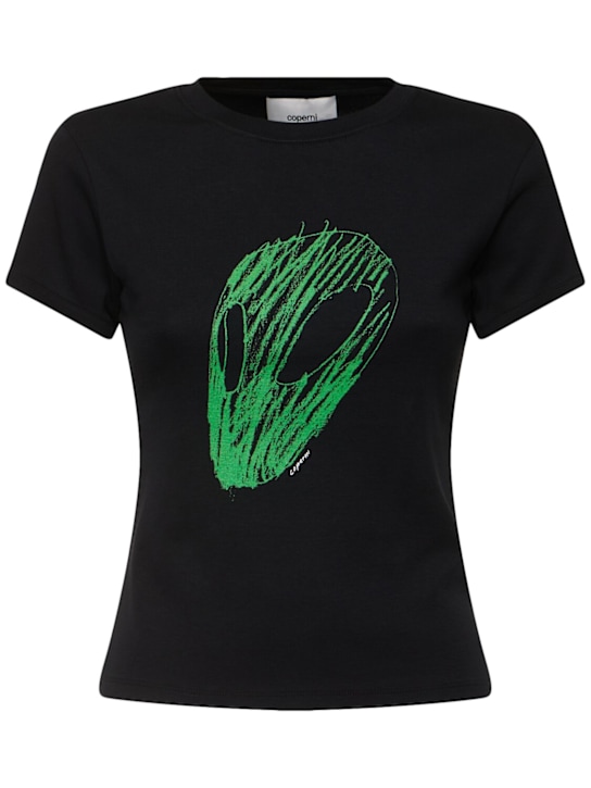 Coperni: Logo cotton jersey slim t-shirt - women_0 | Luisa Via Roma