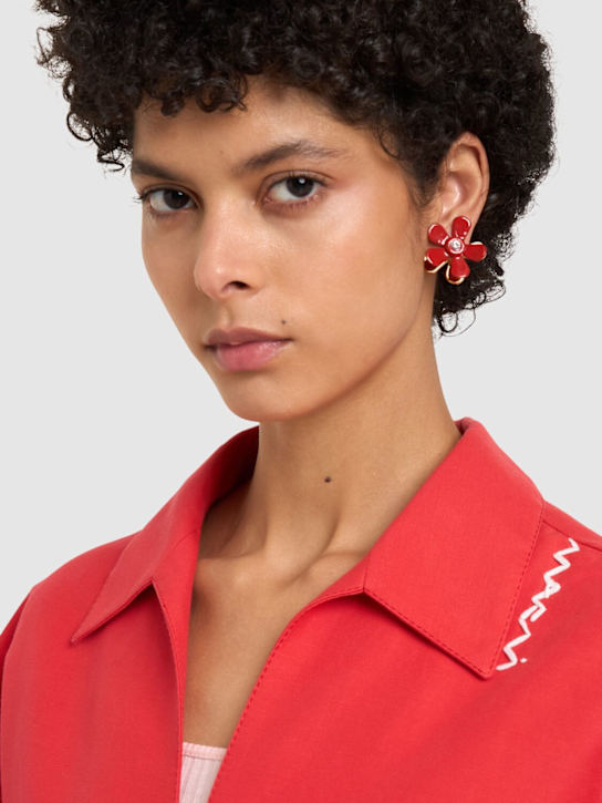 Marni: Flower stud earrings - Red - women_1 | Luisa Via Roma