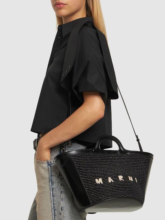 Marni: Small Tropicalia raffia effect bag - Black - women_2 | Luisa Via Roma