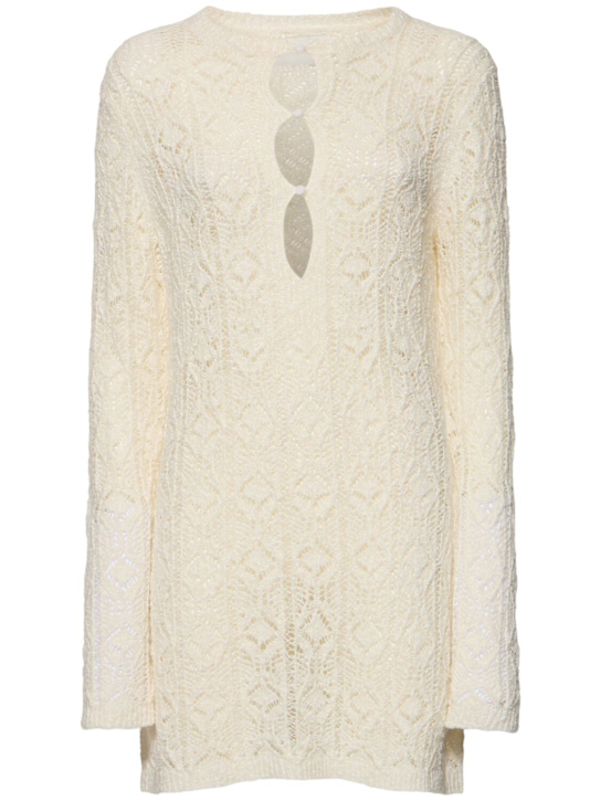 Loulou De Saison: Evan蕾丝迷你连衣裙 - 象牙色 - women_0 | Luisa Via Roma