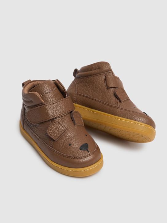 Donsje: Bear leather sneakers w/ ears - kids-boys_1 | Luisa Via Roma