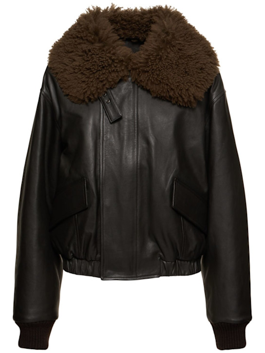Lemaire: Leather bomber jacket - women_0 | Luisa Via Roma