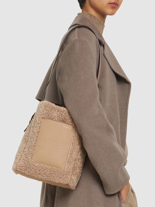 Valextra: Small Bucket shearling top handle bag - women_1 | Luisa Via Roma