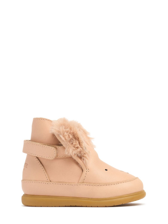 Donsje: Bunny leather boots w/ ears - Pink - kids-girls_0 | Luisa Via Roma