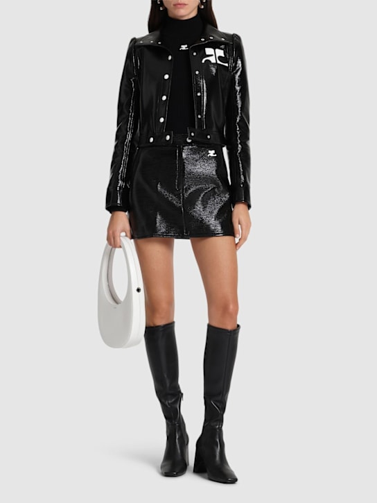 Courrèges: Vinyl mini skirt - Black - women_1 | Luisa Via Roma