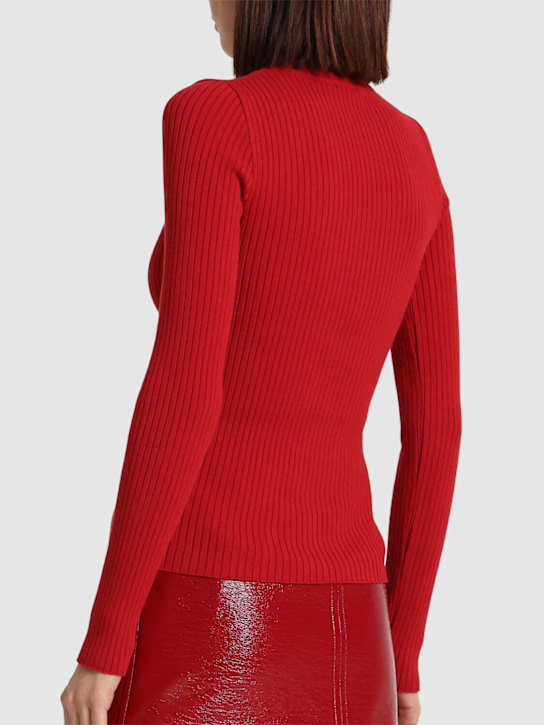 Courrèges: Knit viscose blend logo jumper - Red - women_2 | Luisa Via Roma