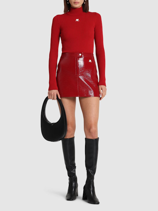 Courrèges: Knit viscose blend logo jumper - Red - women_1 | Luisa Via Roma