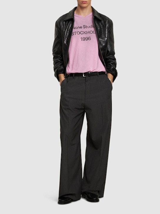 Acne Studios: Cotton blend logo t-shirt - men_1 | Luisa Via Roma