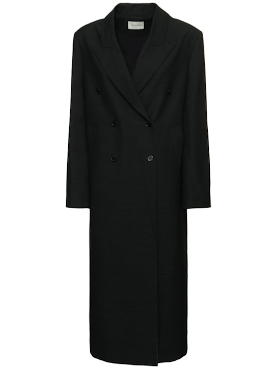 Loulou Studio: Temo double breast viscose coat - Black - women_0 | Luisa Via Roma
