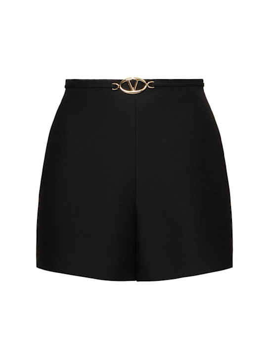 Valentino: Crepe couture logo shorts - women_0 | Luisa Via Roma