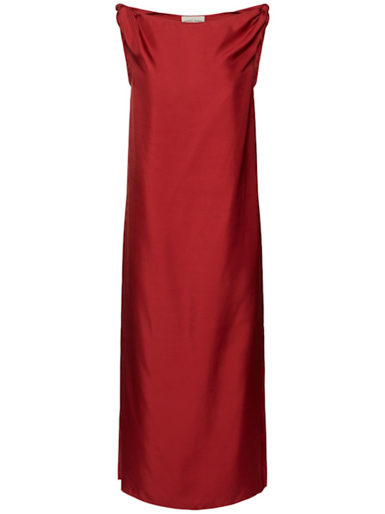 Loulou De Saison: Ärmelloses Midikleid aus drapierte Seide „Moun“ - Rot - women_0 | Luisa Via Roma
