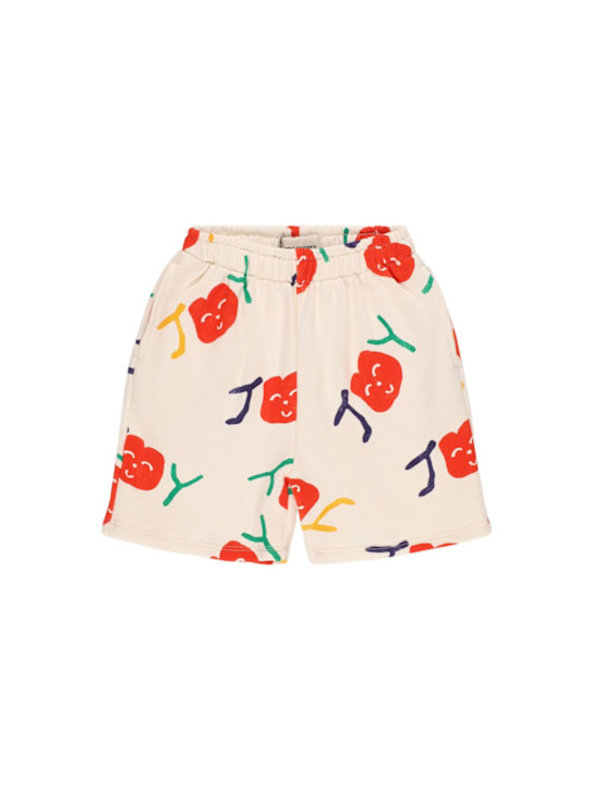 Bobo Choses: Printed cotton blend sweat shorts - White/Red - kids-boys_0 | Luisa Via Roma