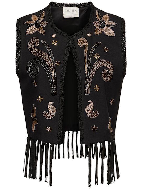 Forte_forte: Frangipane gardens embroidery twill vest - women_0 | Luisa Via Roma