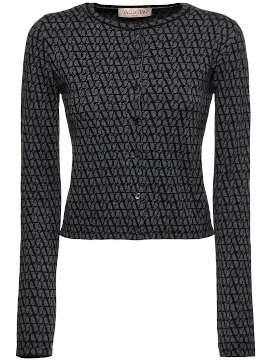 Valentino: Iconographe wool jacquard cardigan - women_0 | Luisa Via Roma