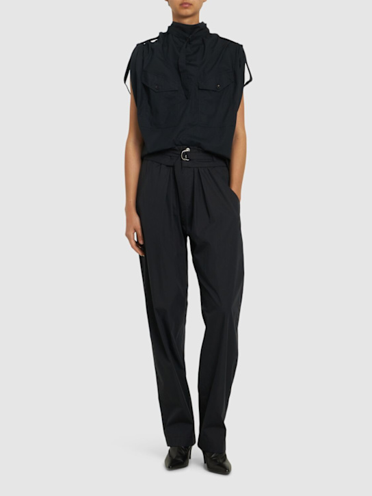 Marant Etoile: Celia high rise cotton blend wide pants - women_1 | Luisa Via Roma