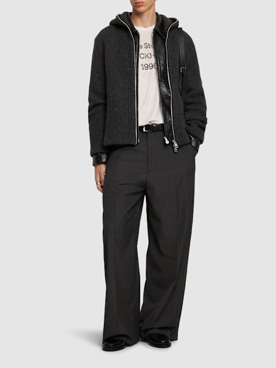 Acne Studios: Pantaloni gessati in misto lana - Grigio - men_1 | Luisa Via Roma