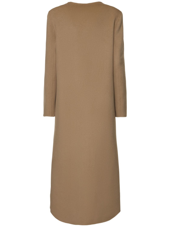 Loulou Studio: Martil round neck long coat - Beige - women_5 | Luisa Via Roma