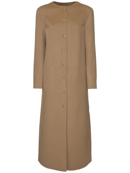 Loulou Studio: Martil round neck long coat - Beige - women_0 | Luisa Via Roma