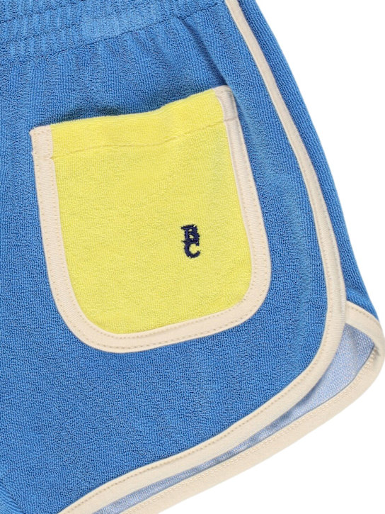 Bobo Choses: Color block cotton blend terry shorts - ブルー/マルチカラー - kids-girls_1 | Luisa Via Roma