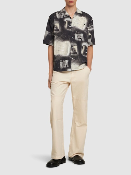 Acne Studios: Camicia oversize in cotone - Nero/Bianco - men_1 | Luisa Via Roma