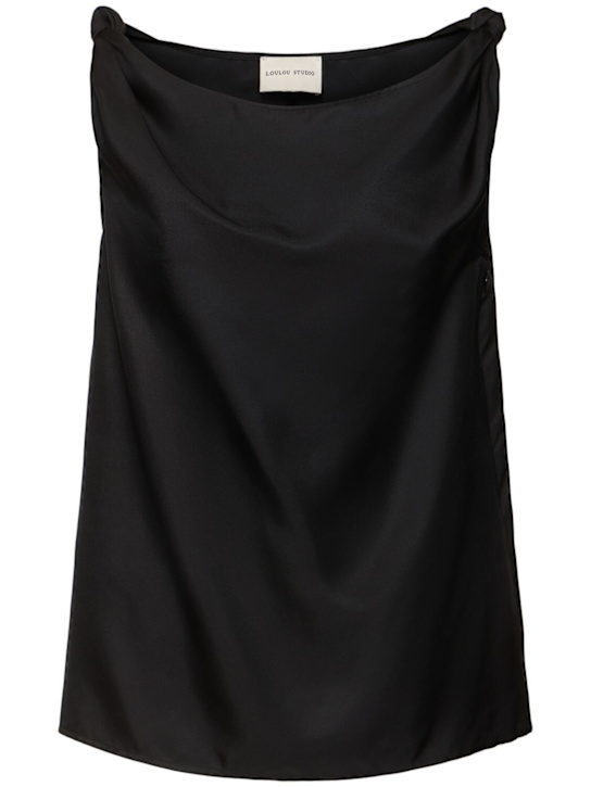 Loulou De Saison: Remy sleeveless draped silk top - Black - women_0 | Luisa Via Roma