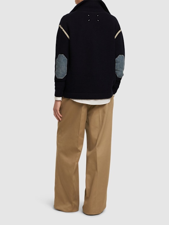 Maison Margiela: Reversible half-zip wool knit sweater - men_1 | Luisa Via Roma