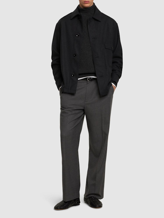 Lemaire: Oversize wool blend overshirt - men_1 | Luisa Via Roma