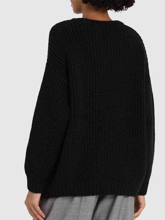 ANINE BING: Sydney wool blend crewneck sweater - Black - women_2 | Luisa Via Roma