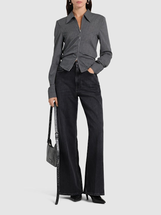 Acne Studios: 2022 flared high waist denim jeans - women_1 | Luisa Via Roma