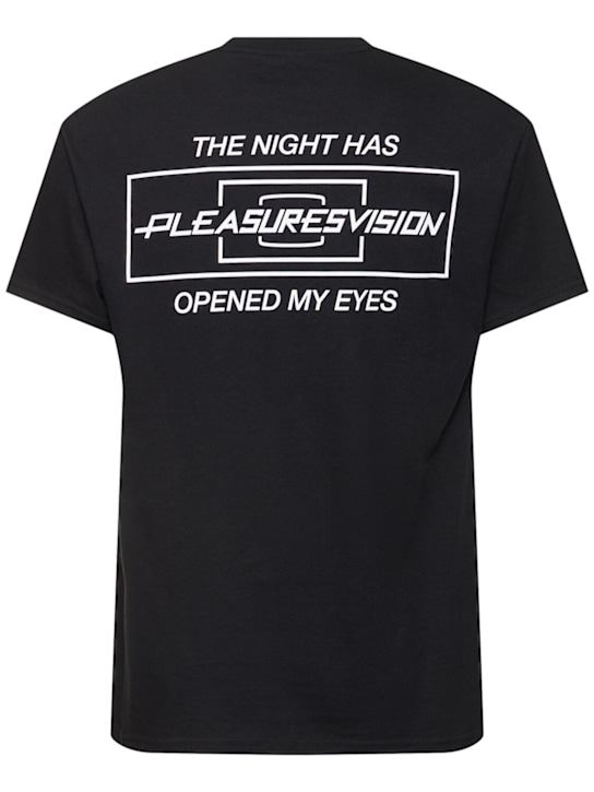 Pleasures: Vision printed cotton t-shirt - Black - men_4 | Luisa Via Roma