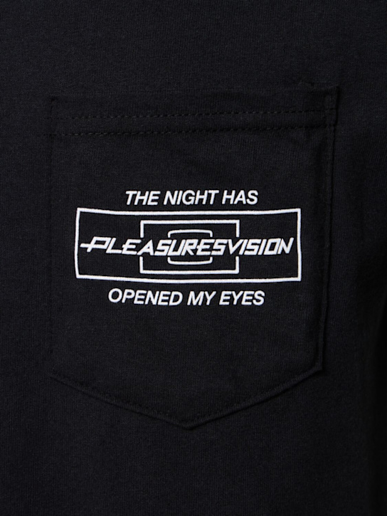 Pleasures: Vision printed cotton t-shirt - Black - men_3 | Luisa Via Roma