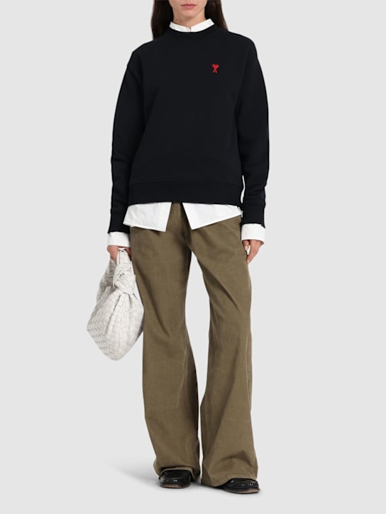 AMI Paris: Logo organic cotton jersey sweatshirt - women_1 | Luisa Via Roma