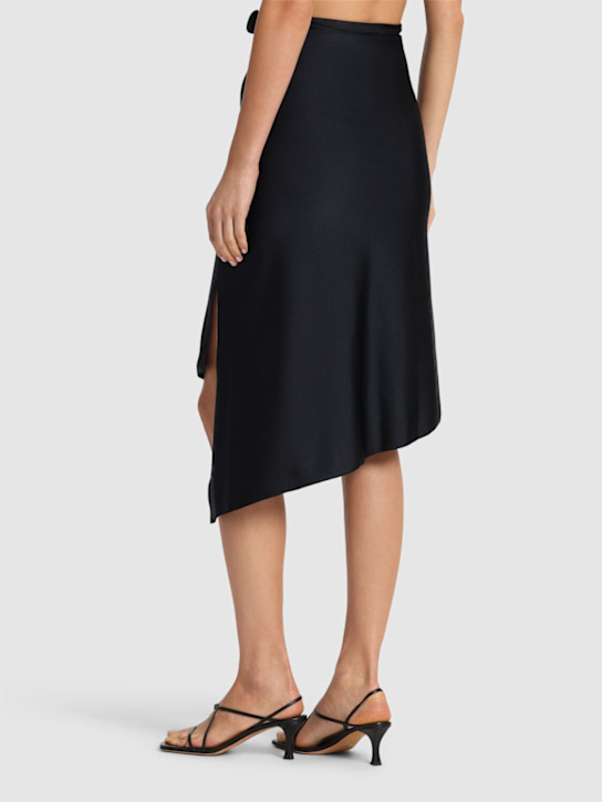 Coperni: Flower stretch jersey midi skirt - Black - women_2 | Luisa Via Roma