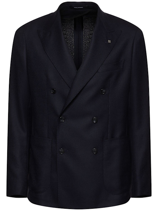 Tagliatore: Hopsack double breast wool blazer - men_0 | Luisa Via Roma