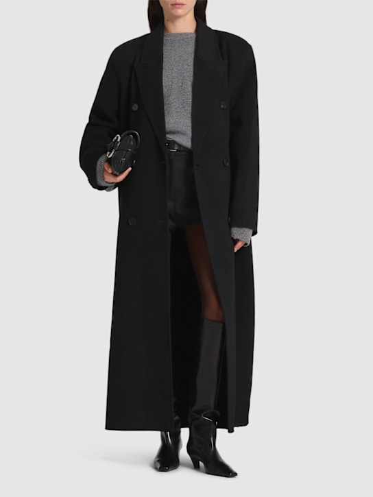 The Frankie Shop: Gaia double breasted wool long coat - women_1 | Luisa Via Roma