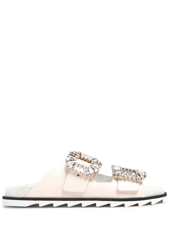 Roger Vivier: 20mm Slidy Viv leather sandals - Off White - women_0 | Luisa Via Roma